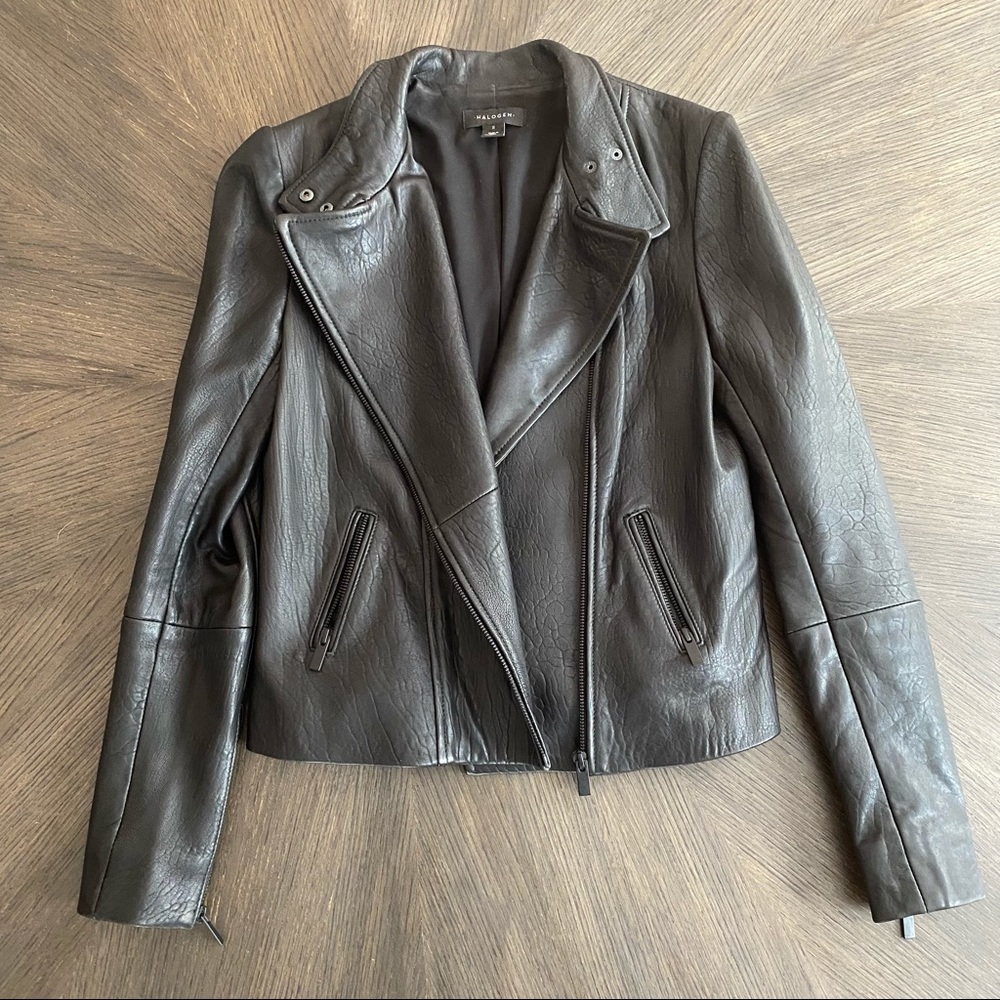 Nordstrom Halogen Black Leather Moto Jacket